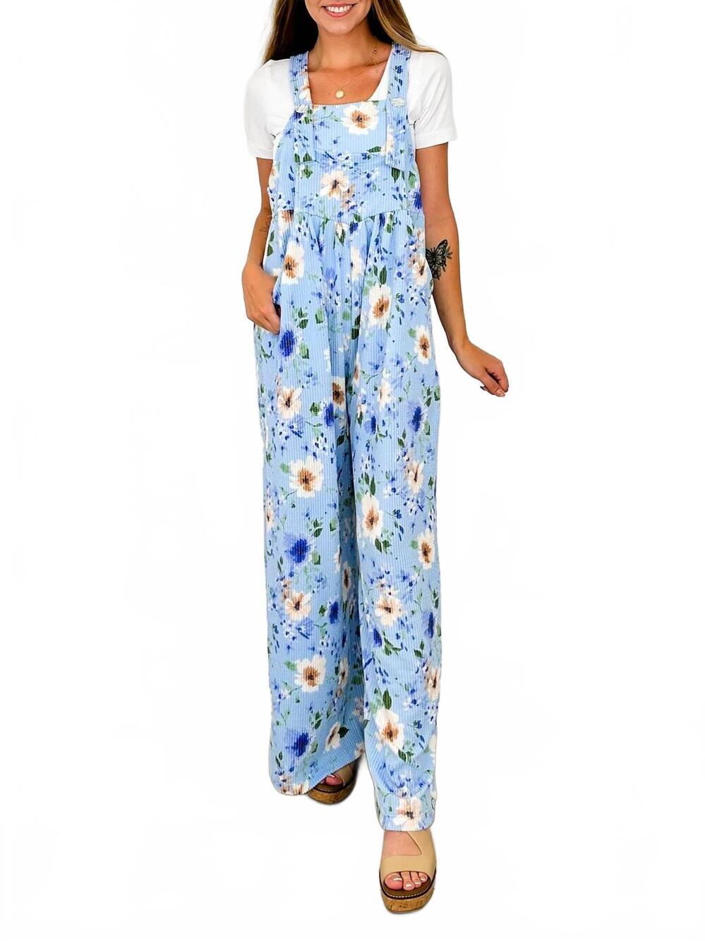 NEW BLAKELEY escape into the music ribbed overalls in blue